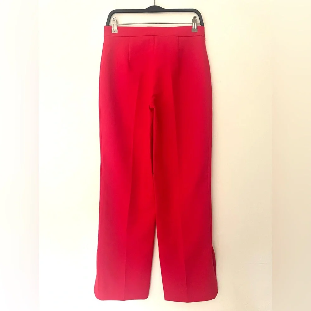 New ZARA Straight Leg Pants With Slits - Picture 3 of 4
